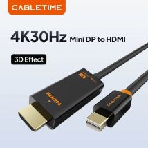 CABLETIME Mini Displayport zu HDMI Kabel Mini DP 1,2 Thunderbolt Displayport zu HDMI Kabel 1080P für Oberfläche pro 6 TV C054