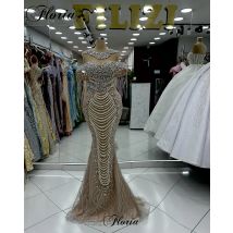Abiti da ballo con cristalli scintillanti con perle con spalle scoperte Abiti da cocktail a sirena Abiti da celebrità Abiti da cerimonia personalizzati