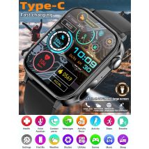 LIGE Type-C Fast Charging Smart Watch Men Women Bluetooth Call Watches LED Flashlight Waterproof Sports Fitness Smartwatch 2025