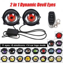 2 Stück Auto Dynamic Devil Eye Moto Dekorativer Scheinwerfer Demon Eye Universelle Modifikation Scheinwerfer 3D-Linsen-Design Fernbedienung