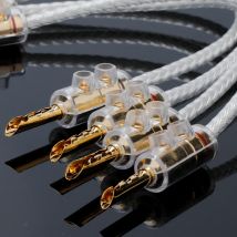 4 Stück OCC versilberte Verbindungskabel, Audiokabel, Bananenstecker, Y-Stecker, Lautsprecher-Brückenkabel, OCC Verstärker-CD-Verbindungskabel
