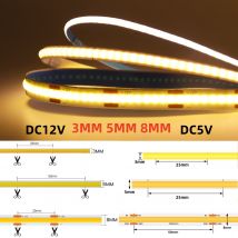 5V 12V 3MM 5MM 8MM FCOB LED-Lichtleisten Bar 320LEEDs/M Dimmbares Klebeband Klebelampe RA90 Linearbeleuchtung Kalt Natürliches Warmweiß