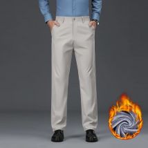 Winter Warme Fleece Verdicken Anzug Hosen Männer Business Lose Gerade Arbeit Beflockung Plüsch Lange Formale Hosen Männlich Plus Größe 28-40
