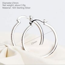 Buyee Großer Ohrring aus 925er-Sterlingsilber, Kreis, heller Zirkon, süßer Ohrring für Damen, Mode, Party, Hochzeit, edler Schmuck