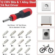 13-in-1-Schraubendreher-Set Multifunktion werkzeug mit Torx-Sicherheit, Flach kopf, Kreuz, Sechs kant, Vierkant kopf und 1/4 Mutter-Schrauben dreher