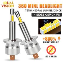 2Pcs H1 LED Headlight Bulb Mini 360 Size 300W 30000LM CSP for Car Headlamp Light Auto Diode Fog Lamps 12V 6000K Automobile
