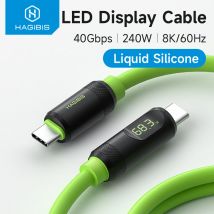 Hagibis USB C Fast Charger Cable With LED Display PD 240W 40Gbps Video Cord Compatible with Thunderbolt 4/3 For iPhone 17 Laptop