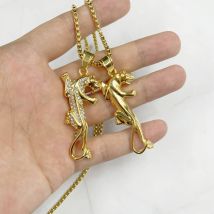 Neue Mode Edelstahl Schmuck Titan stahl Leopard Anhänger Mit Kette Halskette, Anhänger & Halskette Für Mann