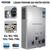 VEVOR Propano GPL Scaldabagno A Gas In Acciaio Inox Senza Serbatoio Gas Propano GPL Caldaia Elettrodomestico 6L-18L Scaldabagno