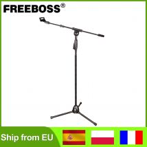 Freeboss Treppiede in metallo Supporto per microfono da pavimento Angolo regolabile Altezza Microfono a condensatore dinamico wireless cablato Supporto da palco MS-203