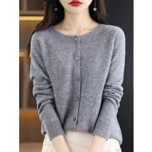 Damski sweter z kaszmiru 100% wełna merynosów sweter dziergany jesienno-zimowa dzianina O-Neck damski jednolity kolor moda codzienna Top