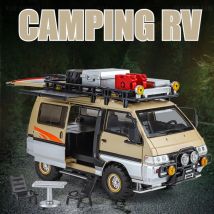 1:24 Mitsubishi ‌   Delica Camping RV Auto Modell Spielzeug Stoßdämpfung Tür geöffnet Musik Licht Geländewagen Modelle Weihnachtsgeschenk