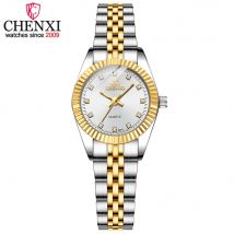 CHENXI Orologio al quarzo da donna Orologio classico femminile elegante dorato e argento Orologi Orologio da polso impermeabile da donna regalo di lusso