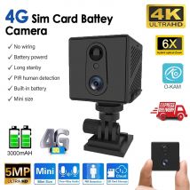 Mini kamera bezpieczeństwa 4G z kartą SIM, WiFi, Ultra HD, kamera monitoringu z baterią 3000 mAh, niskie zużycie energii, interkom głosowy, kamera CCTV