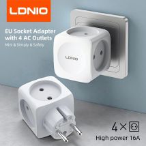 LDNIO EU-Steckdosen-Extender-Adapter, 1 bis 4 verschiedene Steckdosen, hohe Kapazität, 16 A, 2-poliger Stecker, elektrische Verlängerung, Mini-Würfel-Konverter