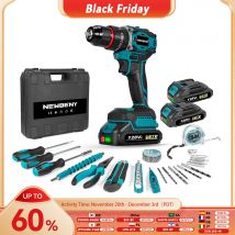 NEWBENY 80NM Trapano elettrico senza spazzole 3 IN 1 Trapano a percussione a batteria Cacciavite elettrico Utensili elettrici per Makita 18V Batteria Pin