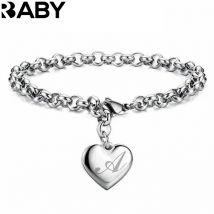925 Sterling silver Fine 26 lettere donna uomo bracciale a catena Charm Heart Cute wedding Personality Jewelry lady gift party 20cm