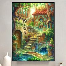 Cartoon DIY 11CT Cotton Thread Printed Canvas Cross Stitch Kits Fairytale Garden Embroidery Needlework Craft Set Home Decoration