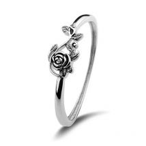 Vintage-Ring aus 925er-Sterlingsilber, einzigartiger schwarzer Rosenring, Retro-Silber-Fingerring, einfache süße Geschenke für Frauen, Blumenring