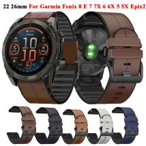 22 26mm cinturino in silicone in pelle QuickFit per Garmin Fenix 8 E 7 7X 6 6X Pro 5 5XPlus Epix Gen 2/Enduro 3/965 cinturino per orologio