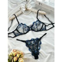 Sexy Set Damen Unterwäsche exotische emotionale BH-Set bestickte Büstenhalter Dessous Set Damen Set Push-up dünne Bra lette 2024