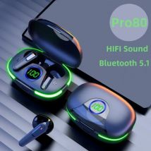 TWS Pro80 Fone Bluetooth 5.3 Earphones Wireless Headphones HiFi Stereo Headset with Mic LED Display Sports Earbuds for Phone