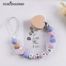Baby Anti-Drop-Kette Schnullerclips Silikonperlen Säuglingsnippel Beschwichtigen Schnullerkette Clip Schnullerhalter Kostenloser personalisierter Name