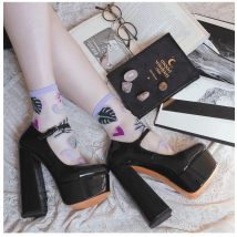 Richealnana Damen-Plateau-Mary-Jane-Schuhe mit runder Zehenpartie, klobige hohe Pumps, Knöchelriemen, Kleid, Hoof Heels, schwarze Schuhe, große Schuhe