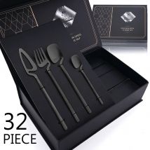 32 pezzi set di posate nero opaco set di stoviglie in acciaio inossidabile 304 coltello forchetta cucchiaio set da pranzo bar festa stoviglie da cucina regalo