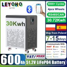 Akumulator LiFePO4 48V 600Ah 30kWh z kółkami, bateria litowa 51,2V 100Ah 300Ah, 6000+ cykli, Bluetooth CAN RS485 BMS, MAGAZYN UE