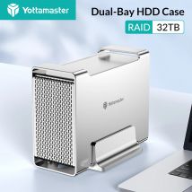 Yottamaster Dual Bay RAID Externes Festplattengehäuse 3,5 Zoll Festplattengehäuse SATA3.0 auf Typ C SSD-Gehäuse-Adapter, unterstützt 16 TB*2