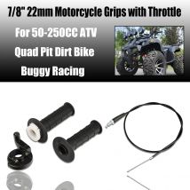 7/8" 22mm Motorcycle Grips with Throttle Clamp Twist Cable Throttle Cable For 50-250CC ATV Quad Pit Dirt Bike Buggy Racing