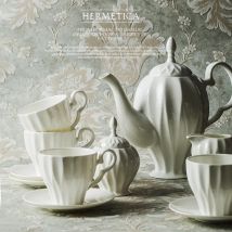 21-teiliges Set, Teekanne und Becherset aus echtem Bone China, königliches kreatives Design, Tazas-Chip-Teetasse, Nespresso-Kaffeetasse, Taza-Café-Set