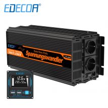 EDECOA 1500W 2000W 2500W DC 12V do AC 220V 230V czysta fala sinusoidalna poza siecią falownik zasilanie awaryjne