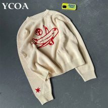 Maglione da uomo Maglione a maniche lunghe Maglieria Top Grafica oversize Moda Y2k Streetwear Harajuku Inverno Abiti popolari coreani