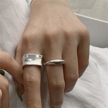 Anelli di barretta irregolari di colore argento semplice per le donne Ragazze Linea geometrica multistrato Anelli aperti Regali di gioielli bijoux esagerati