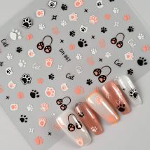 Süße Katzenklaue Nagelaufkleber 2D selbstklebende Aufkleber für Nägel DIY japanische Kawaii Slider Nail Art Dekorationen