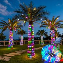 Guirnaldas de luces alimentadas por energía Solar para exteriores, tira LED impermeable, lámpara de tubo de cuerda, guirnalda de hadas navideña, luces para jardín, árbol, valla de patio
