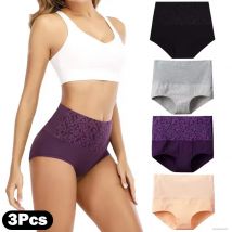3 pezzi mutandine da donna in cotone taglie forti intimo vita alta slip addominali femminile recupero dopo il parto biancheria sexy L-XXXXXL