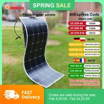 DOKIO 18V 100W/200W/400W elastyczne panele słoneczne wodoodporny monokrystaliczny panel słoneczny Camping RV Home Charge 12V