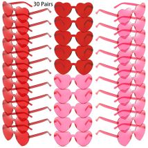 30 Paar pro Set herzförmige Sonnenbrille, niedlich, randlos, einfarbig, Strandurlaub, Sonnenbrille für Damen, modisches Design, Rave-Sonnenbrille