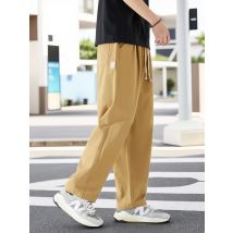 Frühling Sommer Neue Herren Freizeithose 100% Baumwolle Streetwear Weites Bein Baggy Cargo Hose Elastischer Bund Kordelzug Gerade Hose