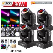 4 pezzi 80 W DMX512 modello 360 °   Luci a testa mobile Lampada da discoteca professionale per DJ, club di nozze, festival, pubblico, lampada da ballo ambientale