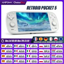 Retroid Pocket 5 Console di gioco portatile Schermo AMOLED da 5,5 '' Joystick Android13 Effetto di illuminazione RGB Videogiochi con raffreddamento attivo