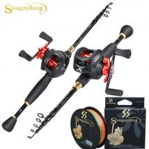 Sougayilang Canna da pesca telescopica combinata da casting da 1,8-2,4 m e mulinello da pesca ad alta velocità 7.2:1 con linea da 150 m Pesca