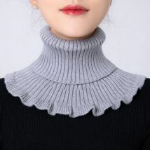 Winter Warme Elastische Gestrickte Halsbänder Stricken Wolle Falschen Kragen Rüschen Schal Einfarbig Abnehmbare Mode Frauen Gefälschte Kragen