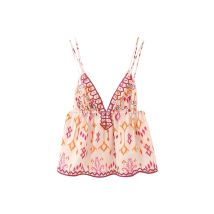 Canottiere con bretelle stampate autunnali per donna Camicetta corta casual senza maniche con scollo a V Vacanza Chic Ladies Streetwear