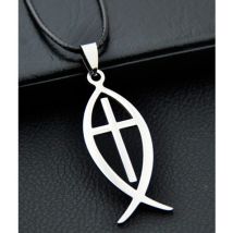 Modische Edelstahl Jesus Kreuz Fisch Charms Halskette Anhänger für Männer und Frauen Schmuck Geschenk