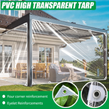 Telo in PVC impermeabile di alta qualità Aggiornamento occhielli Rinforzi 420 g/m2 Telone trasparente Copertura antipioggia resistente alle intemperie per esterni