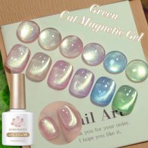 BORN PRETTY 6 Farben 10 ml Green Cat Magnetic Gel Ultra Shine Holographic Glitter Semi Permanent Soak Off UV LED Gel Lack